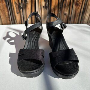 Crocs Women's Leigh II Cross-Strap Ankle Wedge Sandals - Size 8, Barely Worn